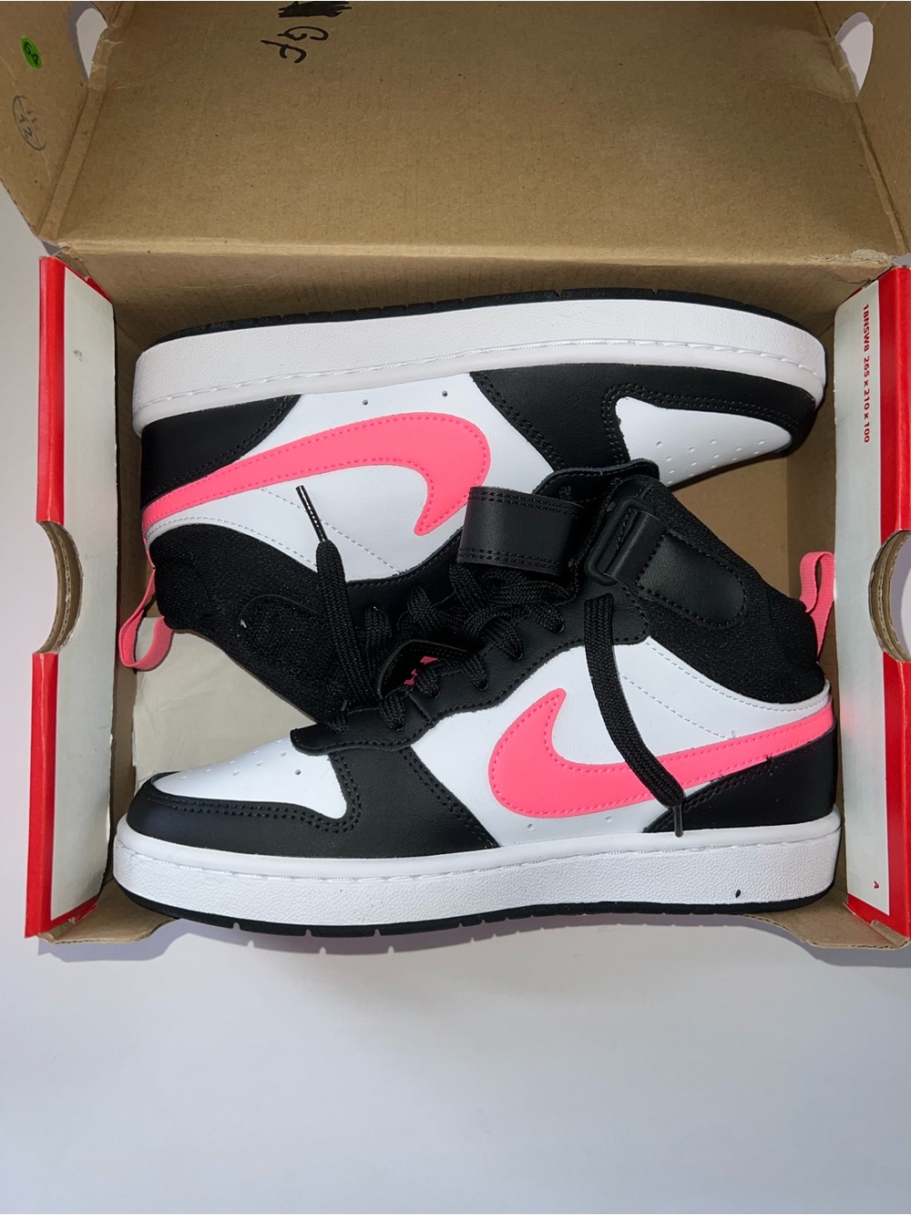Nike Kids Sz 5Y High-Top Sneakers Black, White & Pink